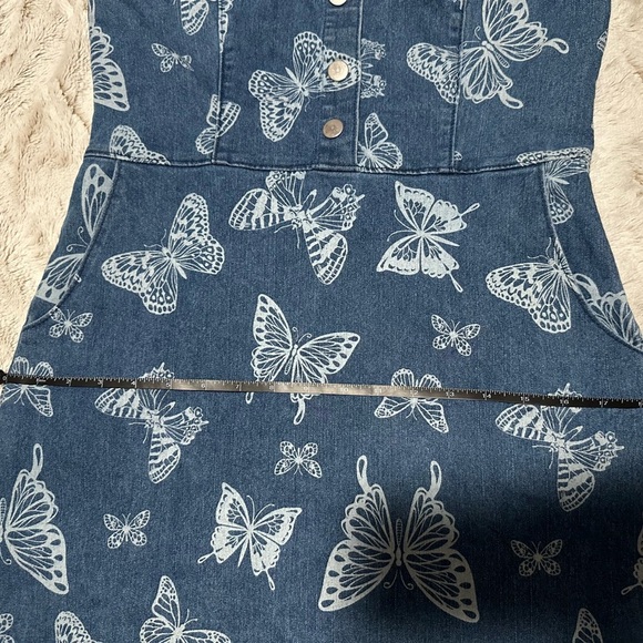 NoBo No Boundaries Denim Butterfly Mini Halter Dress Size Large 11-13 - Picture 5 of 10